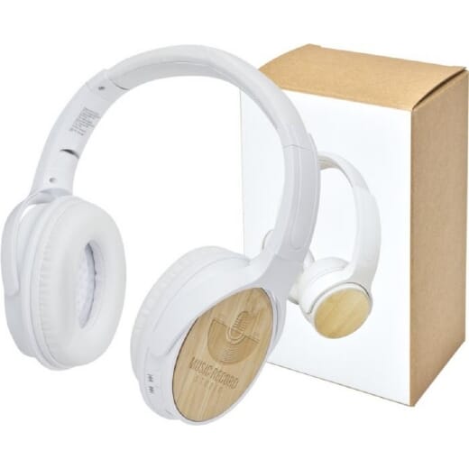Cuffie Bluetooth® con microfono in paglia di grano Riff (Beige, 85%  Plastica ABS e 15% Paglia di grano, 150g) come regali-aziendali su