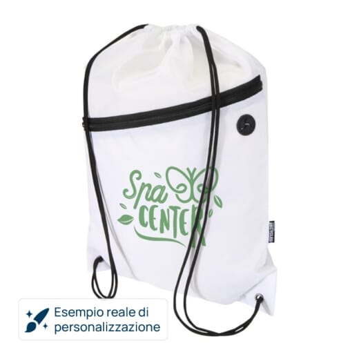 Borsa con coulisse e tasca frontale in RPET ORIOLE