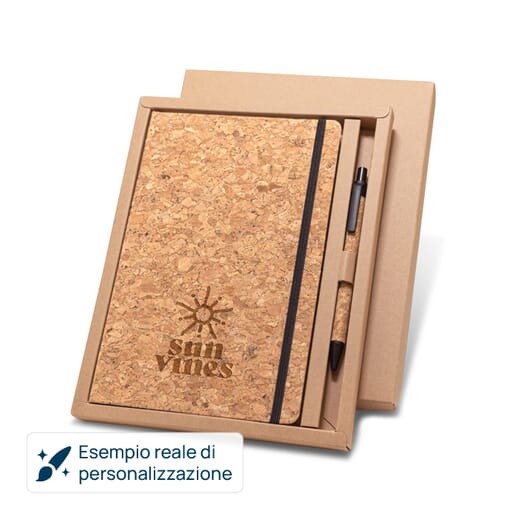 Set block notes A5 e penna a sfera in sughero FREUD