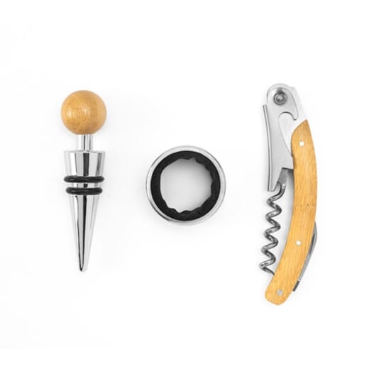 Set da vino in bambù e acciaio inossidabile SAVORY