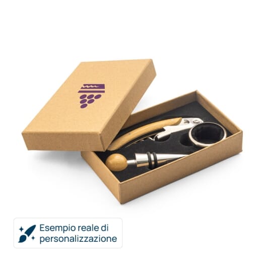 Set da vino in bambù e acciaio inossidabile SAVORY