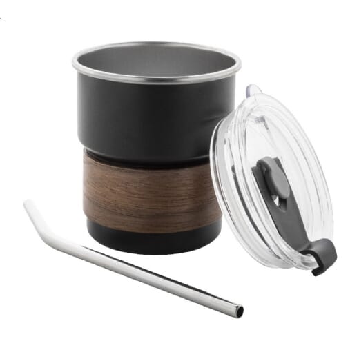 Mug in acciaio con coperchio e cannuccia WAFFEE - 260 ml