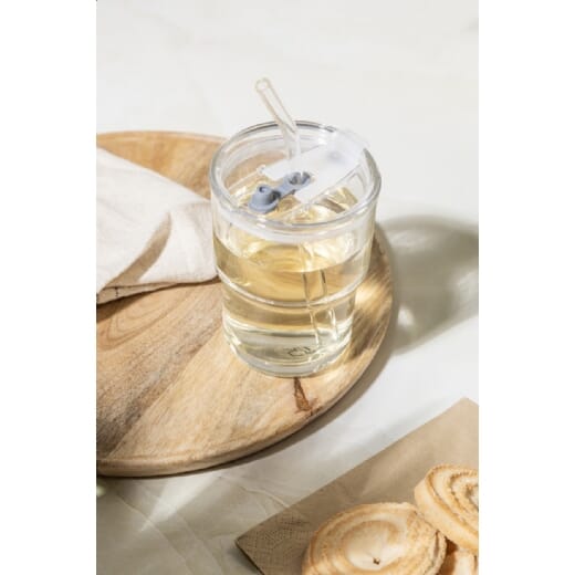 Bicchiere in vetro con coperchio e cannuccia GLASSIP - 400 ml