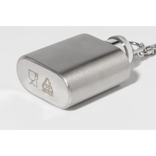 Portachiavi con fiaschetta in acciaio riciclato BERING