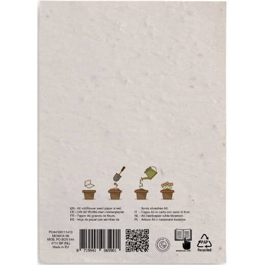 Foglio di carta riciclata con semi ASIDO