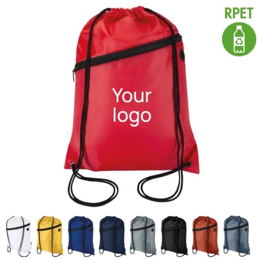Borsa con coulisse e tasca frontale in RPET ORIOLE