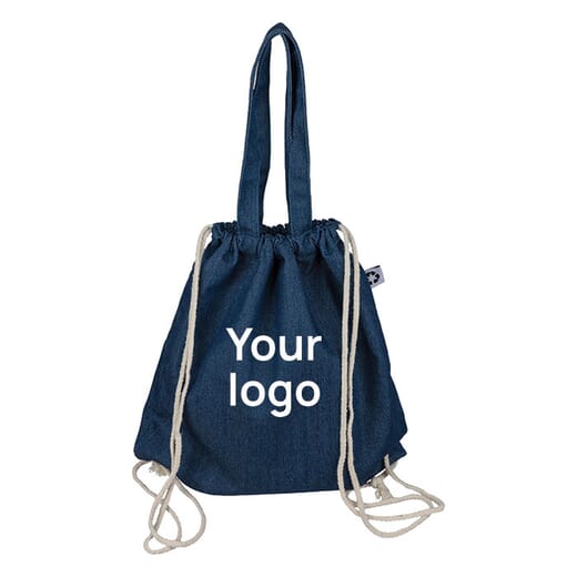 Borsa denim riciclato con coulisse DEX