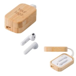 Auricolari in ABS con custodia in bambù MARMARA