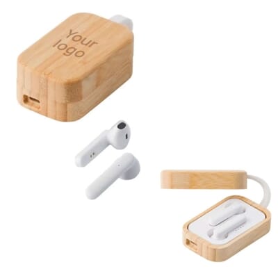 Auricolari in ABS con custodia in bambù MARMARA