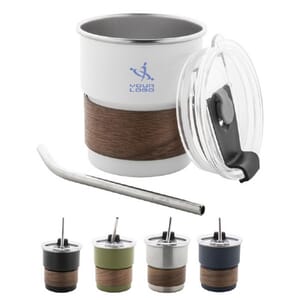 Mug in acciaio con coperchio e cannuccia WAFFEE - 260 ml