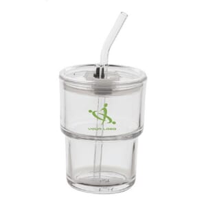 Bicchiere in vetro con coperchio e cannuccia GLASSIP - 400 ml