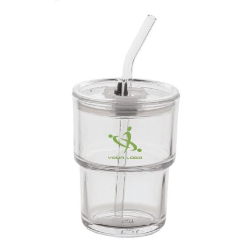 Bicchiere in vetro con coperchio e cannuccia GLASSIP - 400 ml