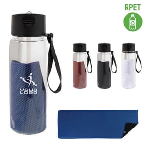 Borraccia in RPET con asciugamano FITMAX - 800 ml