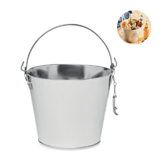 Aubry Gaspard Secchiello Porta Birra In Acciaio Zincato Con Apriscatole Integrato - 24 Cm - 4