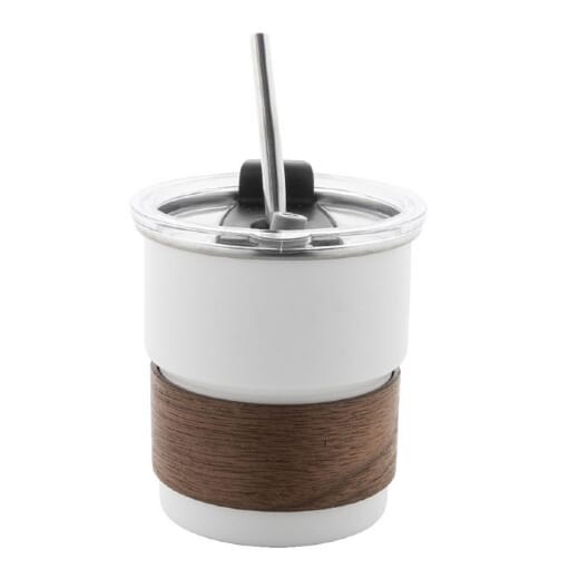 Mug in acciaio con coperchio e cannuccia WAFFEE - 260 ml