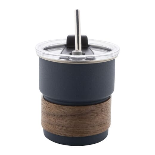 Mug in acciaio con coperchio e cannuccia WAFFEE - 260 ml