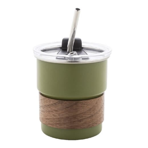 Mug in acciaio con coperchio e cannuccia WAFFEE - 260 ml