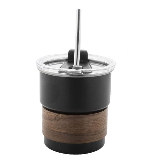Mug in acciaio con coperchio e cannuccia WAFFEE - 260 ml