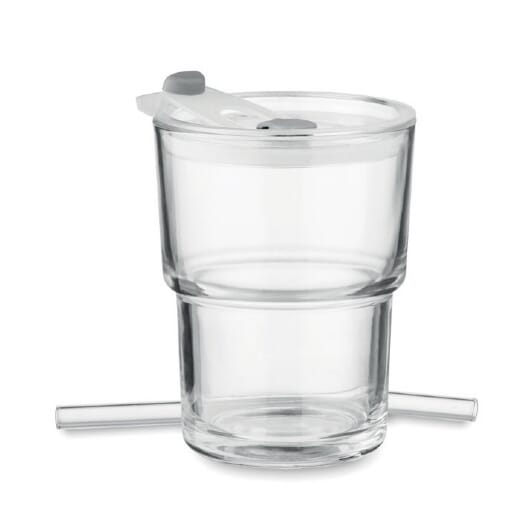 Bicchiere in vetro con cannuccia SIP - 400 ml