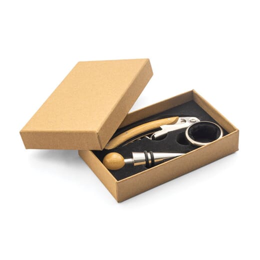 Set da vino in bambù e acciaio inossidabile SAVORY